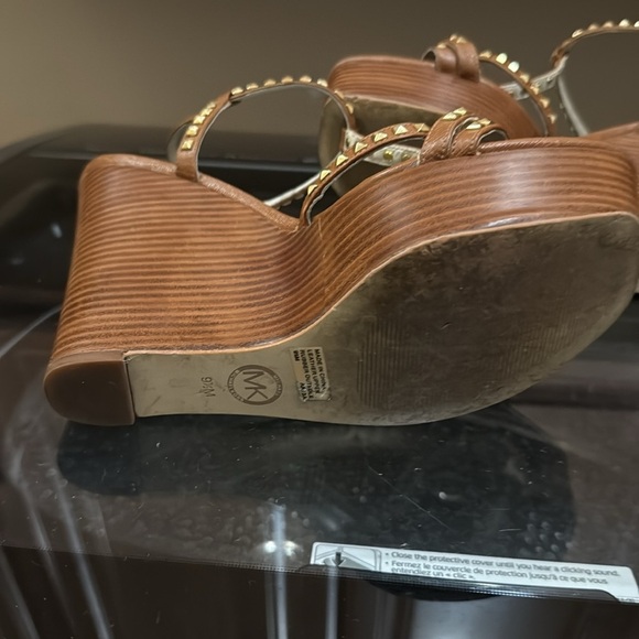 Michael Kors Studded Brown Platform Sandals - Picture 5 of 5